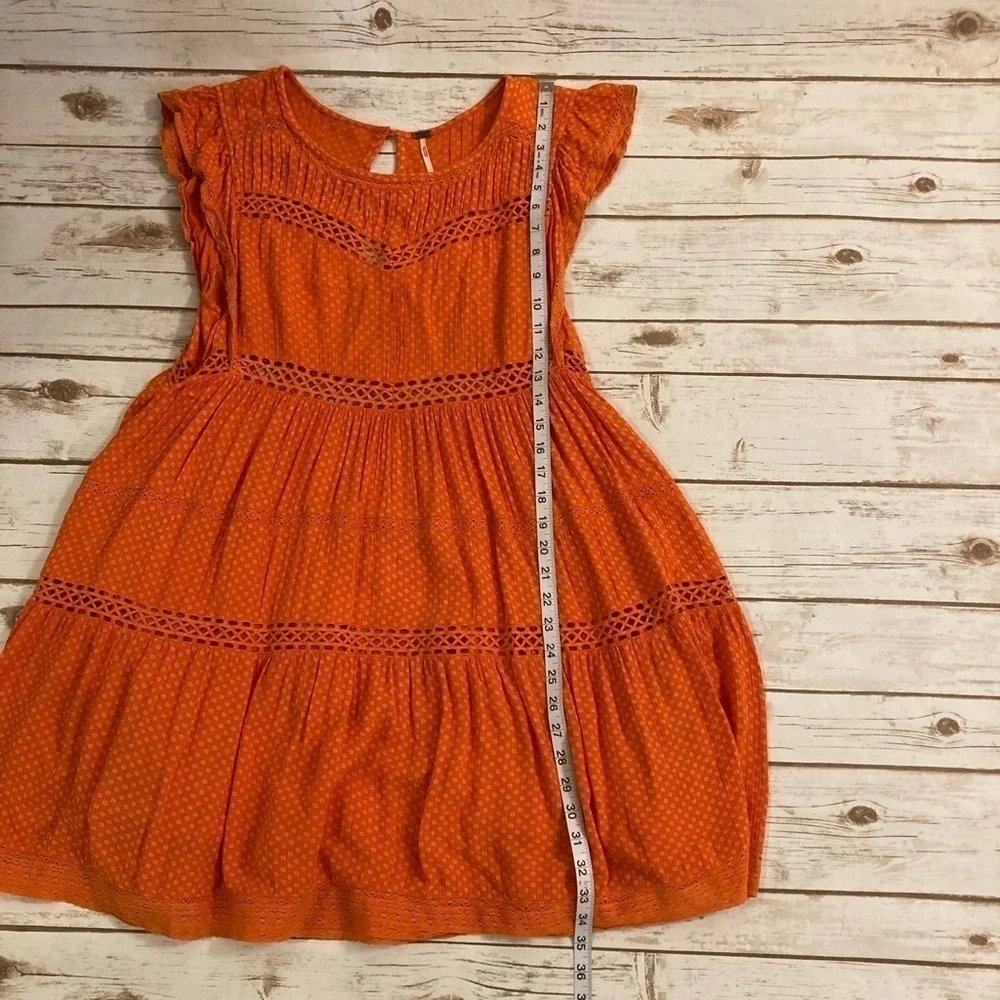 Free People Retro Kitty Crotchet Trim Dress Coral Size Small